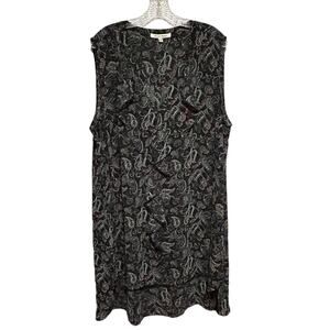 BLACK RAIN 3X Sleeveless Semi-Sheer Black Paisley Cardigan Vest Open Front